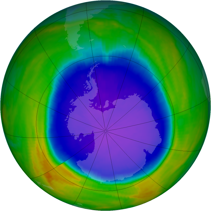 Antarctic ozone map for 13 October 1999
